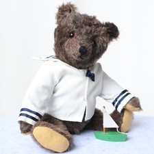 Adorable brown Teddy Bear w voice long mohair fur Marlene Dress w Boat picture
