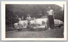 1950s 1948 Buick & Oldsmobile Convertible Cars Vintage B&W Photo Snapshot picture