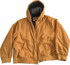 Dickies Men's Brown Hooded Quilted Lining Full Zip Work Jacket Regular 4XL picture