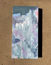 “Evening Rain” Abstract Gray Blue Purple Canvas Painting Wall Art One of a Kind picture