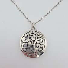 BRIGHTON 'Contempo' Necklace Reversible Long Open Scrollwork Silver Plated 38