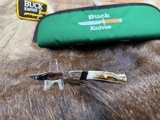 Buck WBC 503 Knife Stag Handle Stainless Blade & Bear Claw Inlay Sheath Mint Box picture