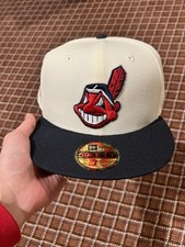 Cleveland Indians Jacobs Field New Era Fitted Chrome White, Green Under Brim picture