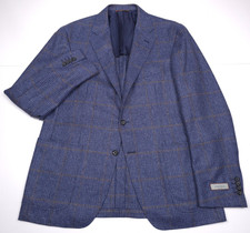Canali Kei Unstructured Trim Fit Sport Coat Mens 44R (Italy 54R) Plaid Wool picture
