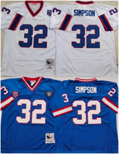 Vintage O.J. Simpson #32 Bills Throwback White/Blue Stitched Jersey** picture