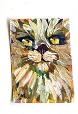Original ACEO Tabby Cat Amber Eyes Halloween Dulce Maria Rico