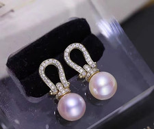gorgeous 10-11mm south sea round white pearl dangle earrings 925 Sterling Silver picture