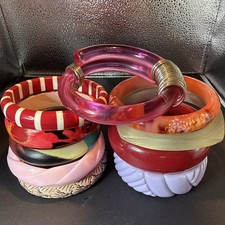 Vintage 10  Celluloid & Lucite  Plastic  Bracelets  Variety Collection picture