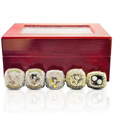 5PCS Pittsburgh Penguins Stanley Cup Championship Rings Set with Box picture