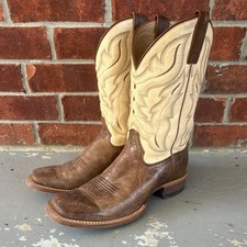 Cody James Men's Brown/Beige Leather Western Boots Square Toe Pull-On 10.5D picture