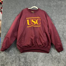 Starter Pullover Jacket Mens XL Maroon Good Vintage USC Trojans Side Zip picture