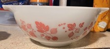 Vintage Pyrex Cinderella Mixing Bowl Gooseberry Pink White #443 2.5 Qt NICE picture