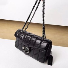 COACH Tabby 26 Quilted Leather Shoulder Bag Black/Gunmetal CP150 New picture