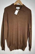 Brioni For Neiman Marcus Polo Sweater Men's Sz XL Wool Brown Italy picture