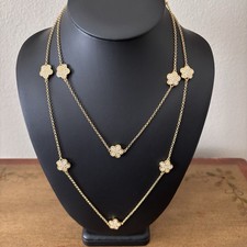 Vintage Lauren G Adams LGA Necklace Daisy Love Crystal 18K Gold Plated Station picture