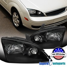 Black Fits 2005-2007 05-07 Ford Focus Headlights Lamps Replacement L+R picture