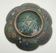 Antique Scalloped Cloisonné Bowl Plate Bird Japanese Qing picture