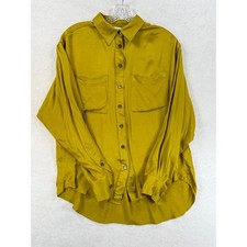 Zara Mustard Yellow Oversized Button Down Shirt Blouse Long Sleeve Small picture