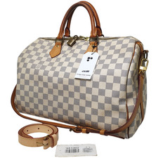 TARIFF FREE Auth Louis Vuitton Speedy Bandouliere 35 Damier Azur N41002 CLA784 picture
