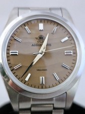 AddiesDive Automatic Watch Champagne Wave Dial Steel 100m Full Set w/ Box picture