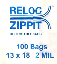 100 RELOC 13x18 2 Mil Bags Reloc Zippit Clear Reclosable Large Jumbo Size 13x18