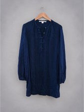 Diane von Furstenberg DVF Novalee Navy Silk Bow Mini Dress Size 4 picture