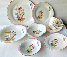 8-pc VTG Dinnerware Place Setting Vitreous Edwin Knowles USA TIA JUANA MEXICAN picture