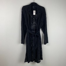 Torrid Lace Trench Coat 2X Black Belted Tie Waist Whimsigoth Dark Academia picture