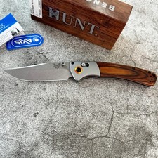 Benchmade 15080-2 Crooked River Gray Aluminum Wood Clip-Point Folding Knife picture