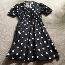 Worthington Women's Shirtdress Black Size S NWT Polka Dot Midi A-Line Pockets picture
