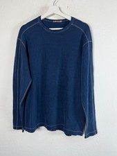 Agave Mens Blue Supima Cotton Solitude Long Sleeve Crewneck Shirt Medium Casual picture