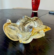 Vintage Murano Bullicante Control Bubble Glass Bowl Clear Large Heavy 5.5