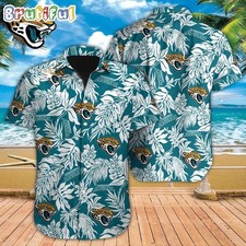 Jacksonville Football Team Jaguarss Hawaiian Casual Button Down Shirt Unisex picture
