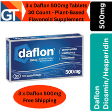 3 X Daflon 500mg Tablets 30 Count - Plant-Based Flavonoid Supplement  picture