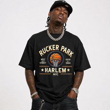 Harlem NYC Rucker Park Basketball Graphic T-Shirt Vintage Streetball Retro Tee picture