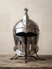 Medieval Silver Gothic Knight Helmet Handmade Steel Wearable Armor LARP Cosplay picture