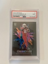 Marvin Harrison Jr. Panini 2024 Obsidian Black Color Blast #7 RC PSA 9 picture