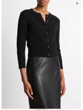 NWT Vince Black Wool Cashmere Metal Button Cardigan Sweater Small S New picture