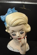 Lovely Vintage c.1950's Ceramic Lady Head Vase MCM Japan 6 1/4