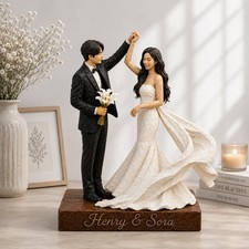 Custom Wedding Photo Wooden Figurine, Personalized Wedding Portrait Statue picture