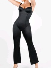 Nwt Popilush Women’s Jumpsuit  Shiny Black Wide Strap Large . picture