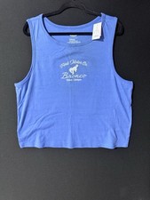 Ford Bronco Sleeveless Embroidered Tank Top Cotton Blue White Women 3X New picture