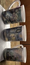 Vintage 1995 Thomas Kinkade Lamplight Village Coffee Mugs Designpac Set of 9 picture