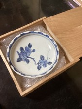 Early Imari Edo Period Porcelain Plate Blue & White Flower Design Antique Collec picture