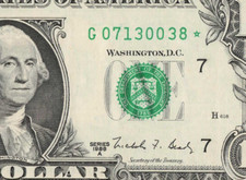 1988A older G star replacement note $1 dollar bill Chicago district G07130038* picture