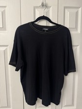 Express Men’s Black T-Shirt Gold Contrast Stitch Crew Neck Size M picture