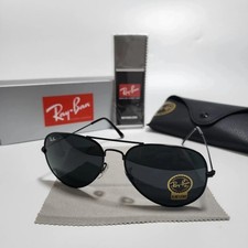 Ray-Ban RB3025 Aviator 58-14mm Black Frame Glass Gray Lens Sunglasses picture