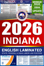 2026 Indiana IN LABOR LAW POSTER (Federal & State) English Laminated picture