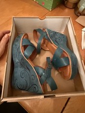 KORK EASE decorated  teal blue Bette Platform Wedge Sandal SZ 8 picture