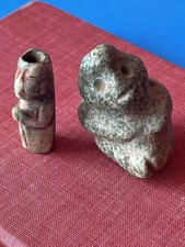 Pre Columbian   Mezcala Mayan Olmec  Two Green    Stone  pieces picture